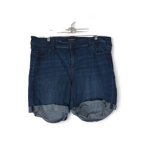 Liverpool The Walking Short Womens 20W Blue Bermuda Cuffed Denim Stretch Casual